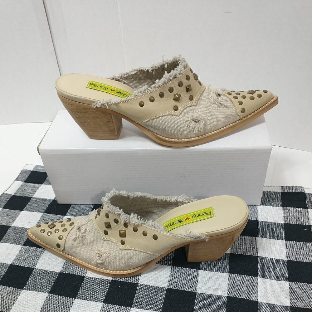 Penny Loves Kenny Womens Pony Express White Mules  Size 6M - Picture 3 of 8